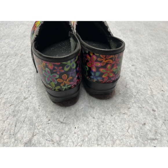 Dansko Floral Clogs Women's Size 38 Black Multi Color Flower Comfort Shoes - Picture 4 of 6